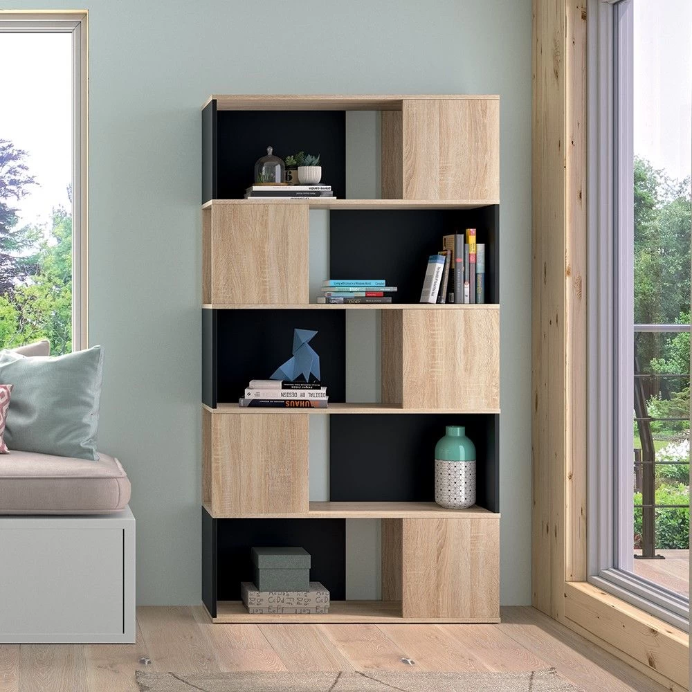 Boekenkast Rossi - Eik/zwart 3 Boekenkast Rossi - Eik/zwart