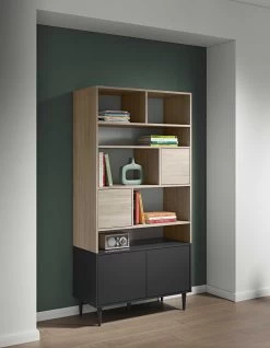 Boekenkast Horizon Groot - Eik/zwart 21 Boekenkast Horizon Groot - Eik/zwart -Collectie Slaapkamermeubels 7150X0707A01 Horizon bookcase natural oak and black 1 17e5