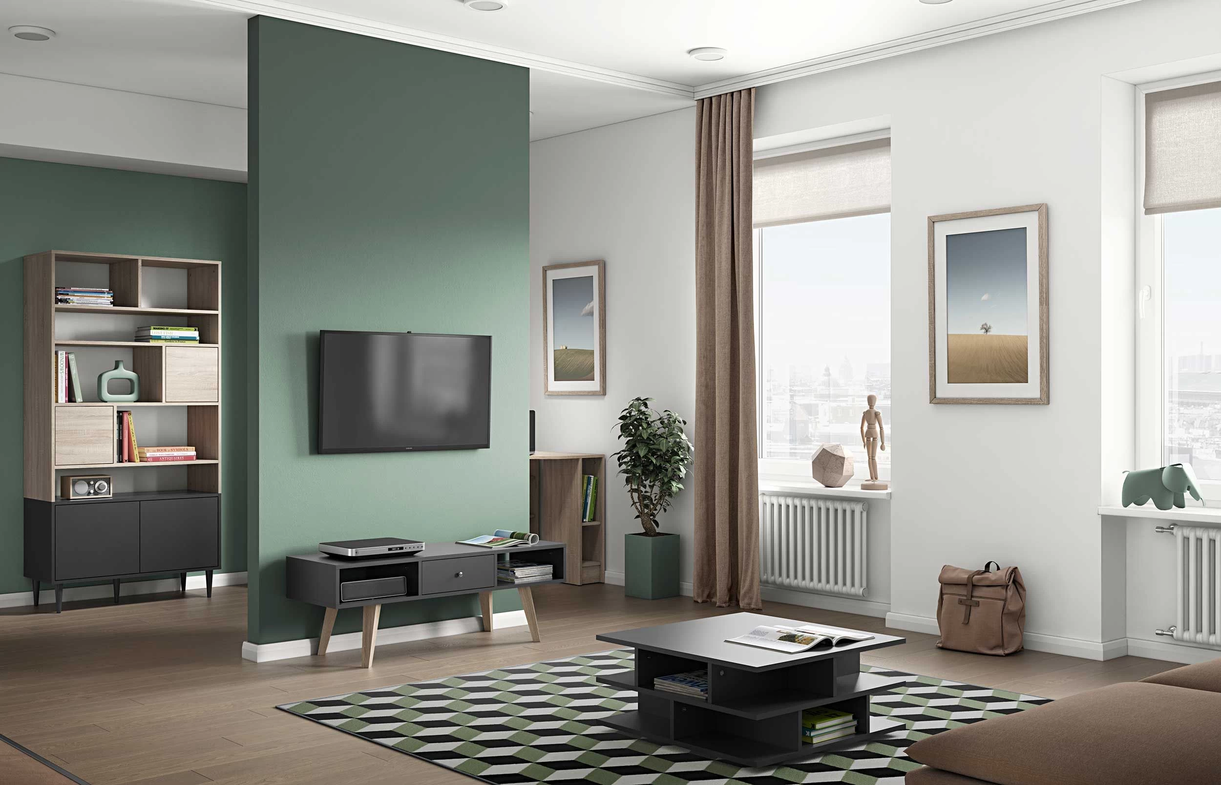 Boekenkast Horizon Groot - Eik/zwart 12 Boekenkast Horizon Groot - Eik/zwart - Afbeelding 10