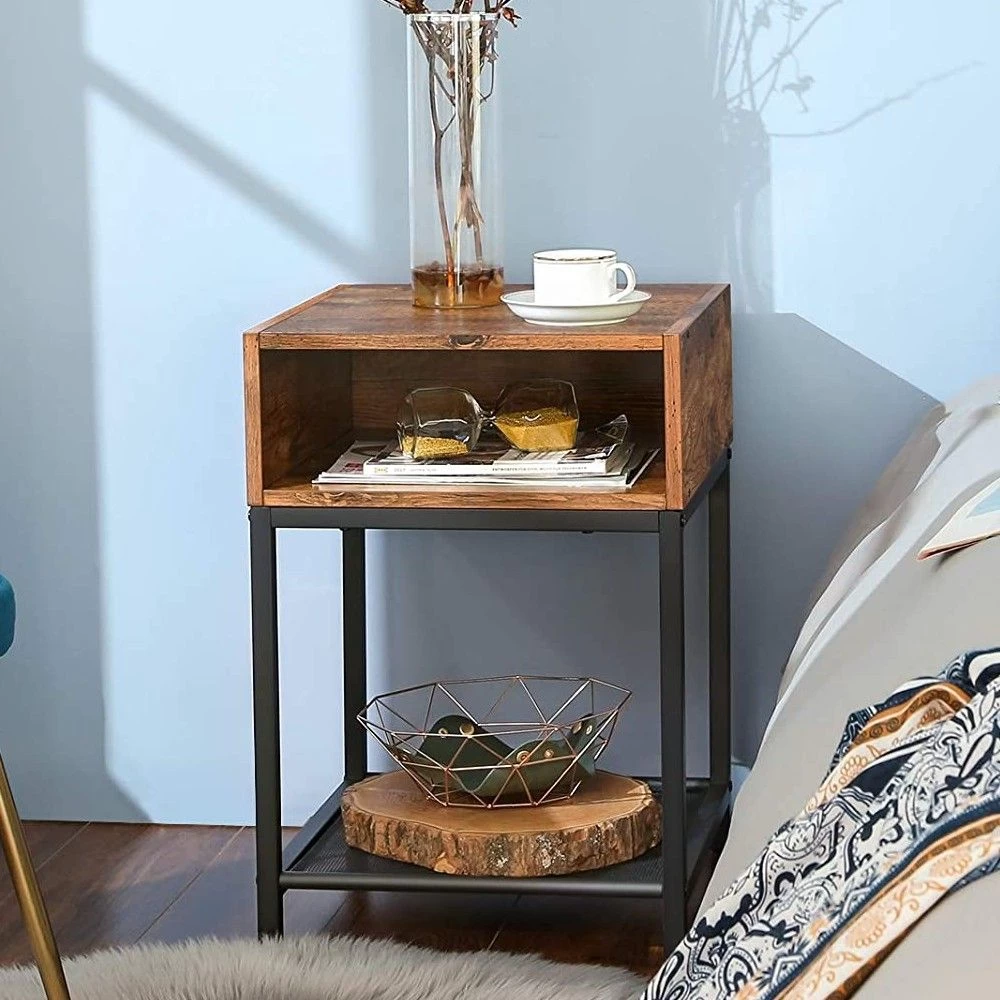 Nachtkastje Brad 1 Vak 1 Legplank - Rustiek Bruin/zwart 3 Nachtkastje Brad 1 Vak 1 Legplank - Rustiek Bruin/zwart