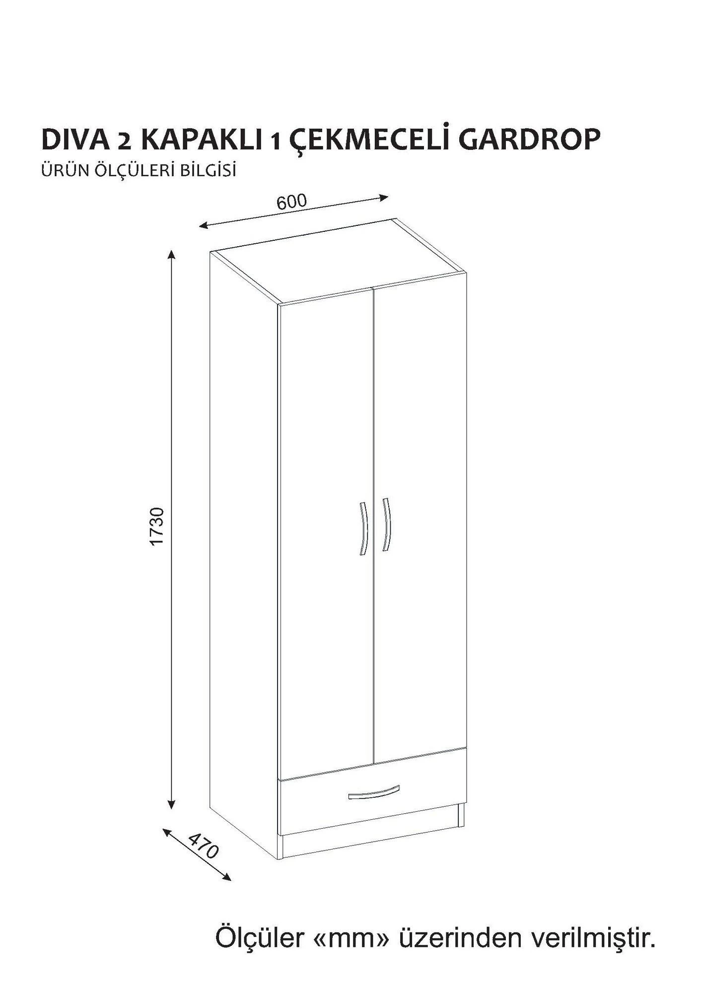 Wooden Art 100% Gemelamineerde Kledingkast, 2 Laden, Wit 4 Wooden Art 100% Gemelamineerde Kledingkast, 2 Laden, Wit - Afbeelding 2