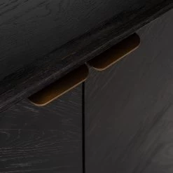 RICHMOND Boekenkast Bony 100cm 2 Deuren Visgraatmotief - Zwart/geborsteld Goud -Collectie Slaapkamermeubels 7377 9 b161