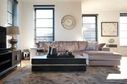 RICHMOND Nachtkastje Bony 50cm 1 Lade Visgraatmotief - Zwart/zilver -Collectie Slaapkamermeubels 7413 7417 10 2f83