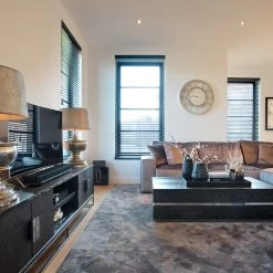 RICHMOND Nachtkastje Bony 50cm 1 Lade Visgraatmotief - Zwart/zilver -Collectie Slaapkamermeubels 7413 7417 ad77