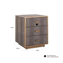 RICHMOND Nachtkastje Classico Met 3 Lades - Imitatieleer -Collectie Slaapkamermeubels 7534 6 3fac