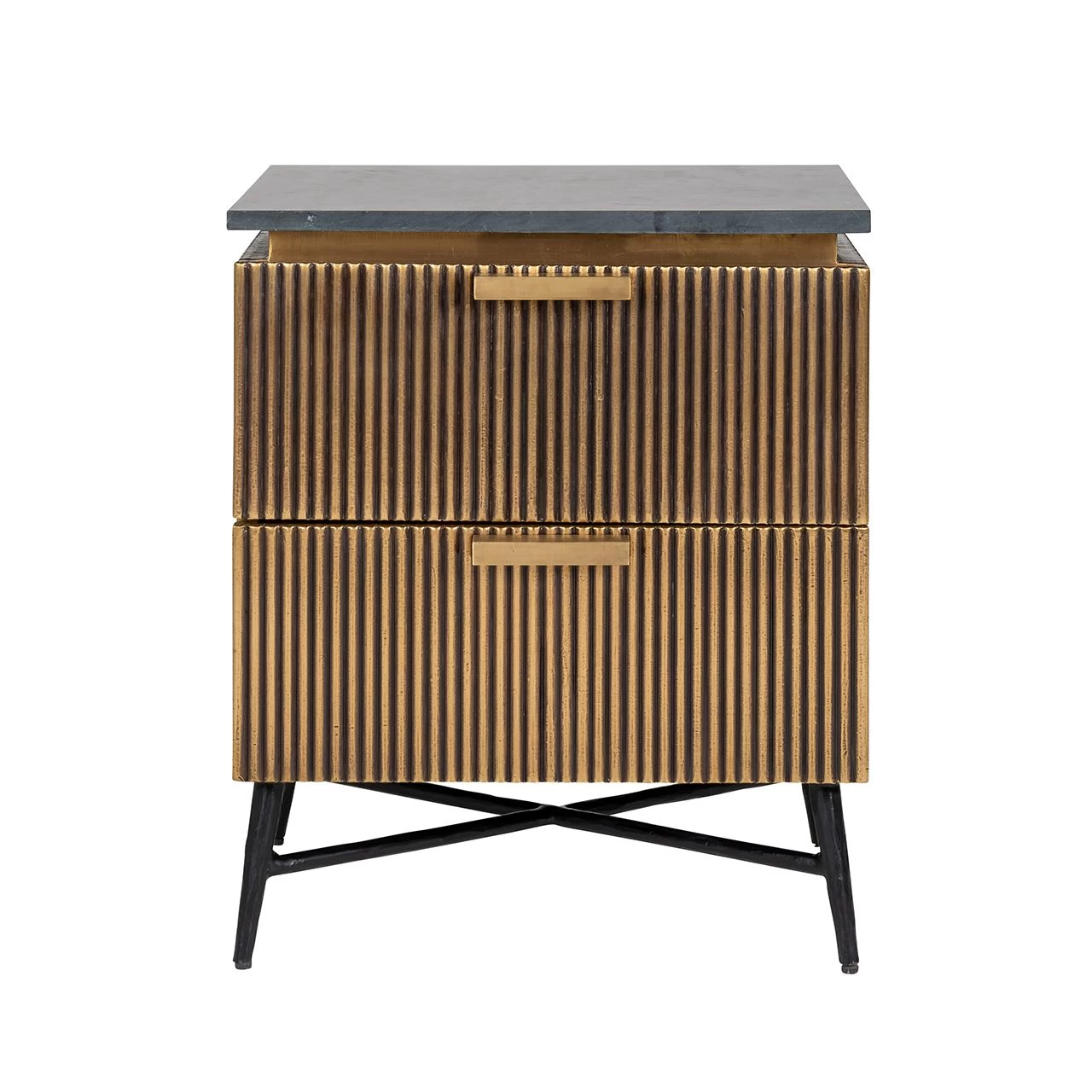 RICHMOND Nachtkastje Aarons 50,5cm 2 Lades - Goud 6 RICHMOND Nachtkastje Aarons 50,5cm 2 Lades - Goud - Afbeelding 4