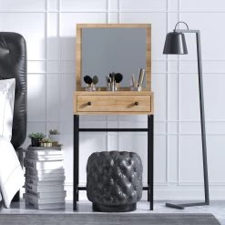 Mary Make-up Tafel | Melamine Coating | Metalen Poten | Eiken Zwart -Collectie Slaapkamermeubels 793ELG4102 20 202 c353