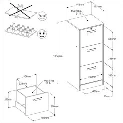 Ladeblok Marri 3 Lades - Eik -Collectie Slaapkamermeubels 7965CLAS PICTO 285c