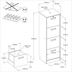 Ladeblok Marri 4 Lades - Eik -Collectie Slaapkamermeubels 7966CLAS PICTO dafe