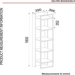 Boekenplank Tera Home | 39 X 36,6 X 180 | Black Walnut-design -Collectie Slaapkamermeubels 804TRH3616 20 208 ab32