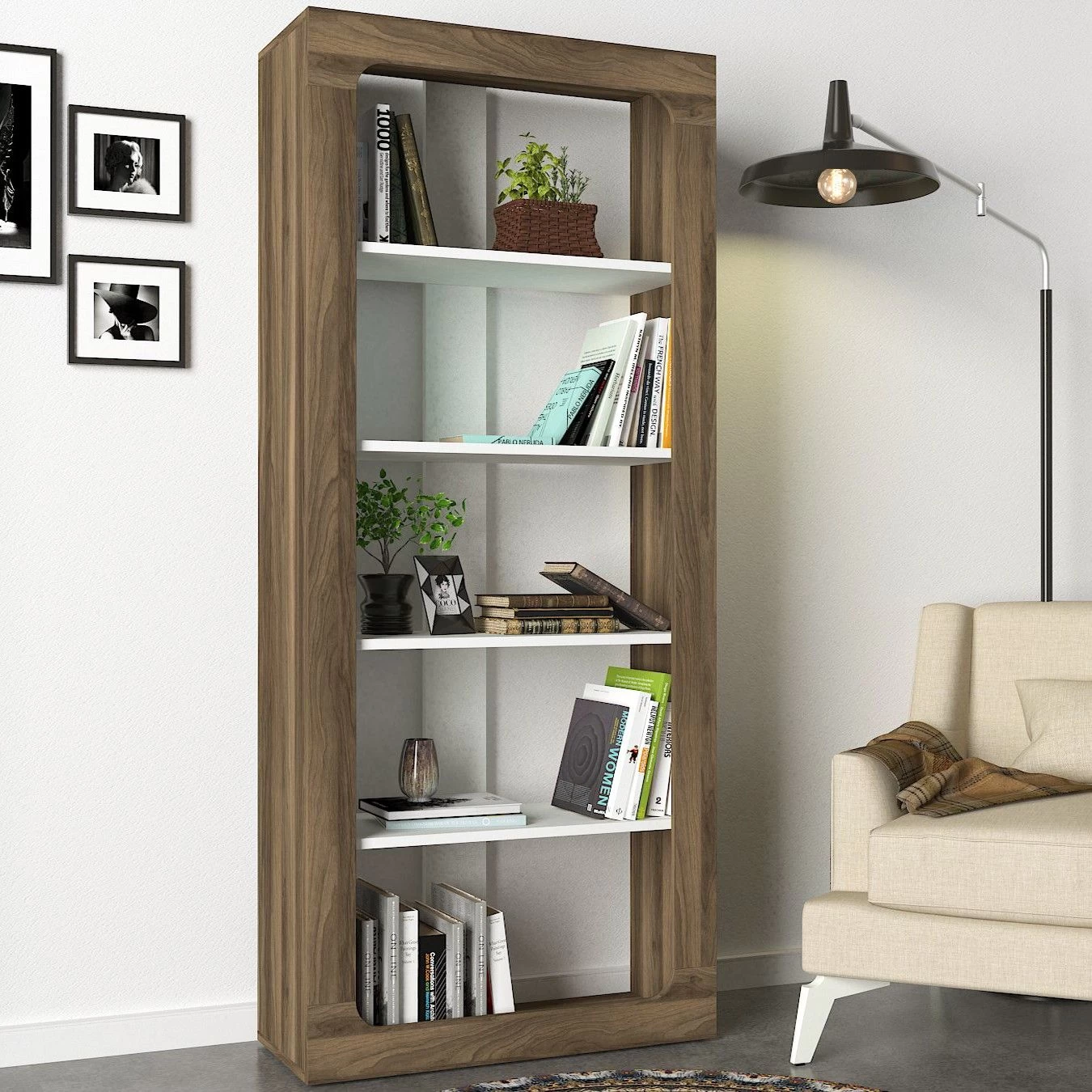 Boekenplank Talon | 75 X 31,1 X 180 Cm | Walnut White 3 Boekenplank Talon | 75 X 31,1 X 180 Cm | Walnut White