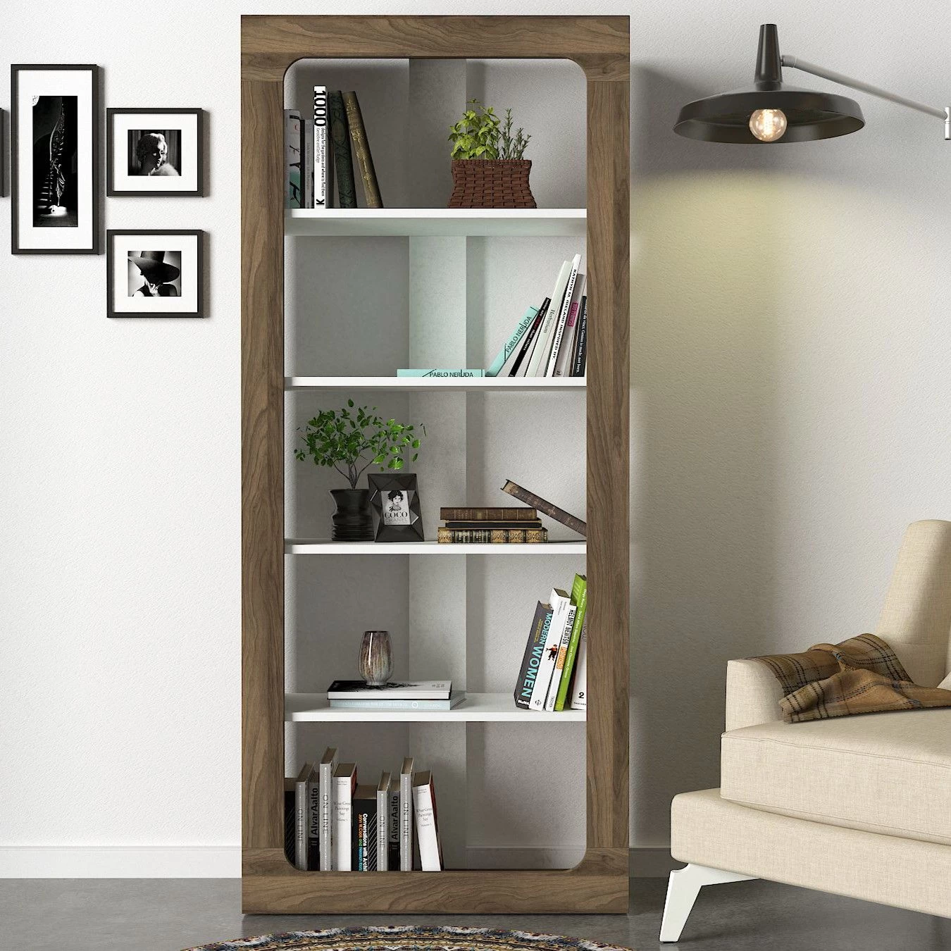 Boekenplank Talon | 75 X 31,1 X 180 Cm | Walnut White 6 Boekenplank Talon | 75 X 31,1 X 180 Cm | Walnut White - Afbeelding 4