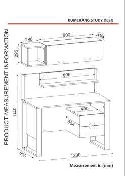 Tera Home 120cm Studiebureau | Gemelamineerd | Noten Antraciet -Collectie Slaapkamermeubels 804TRH3808 20 2010 af1f