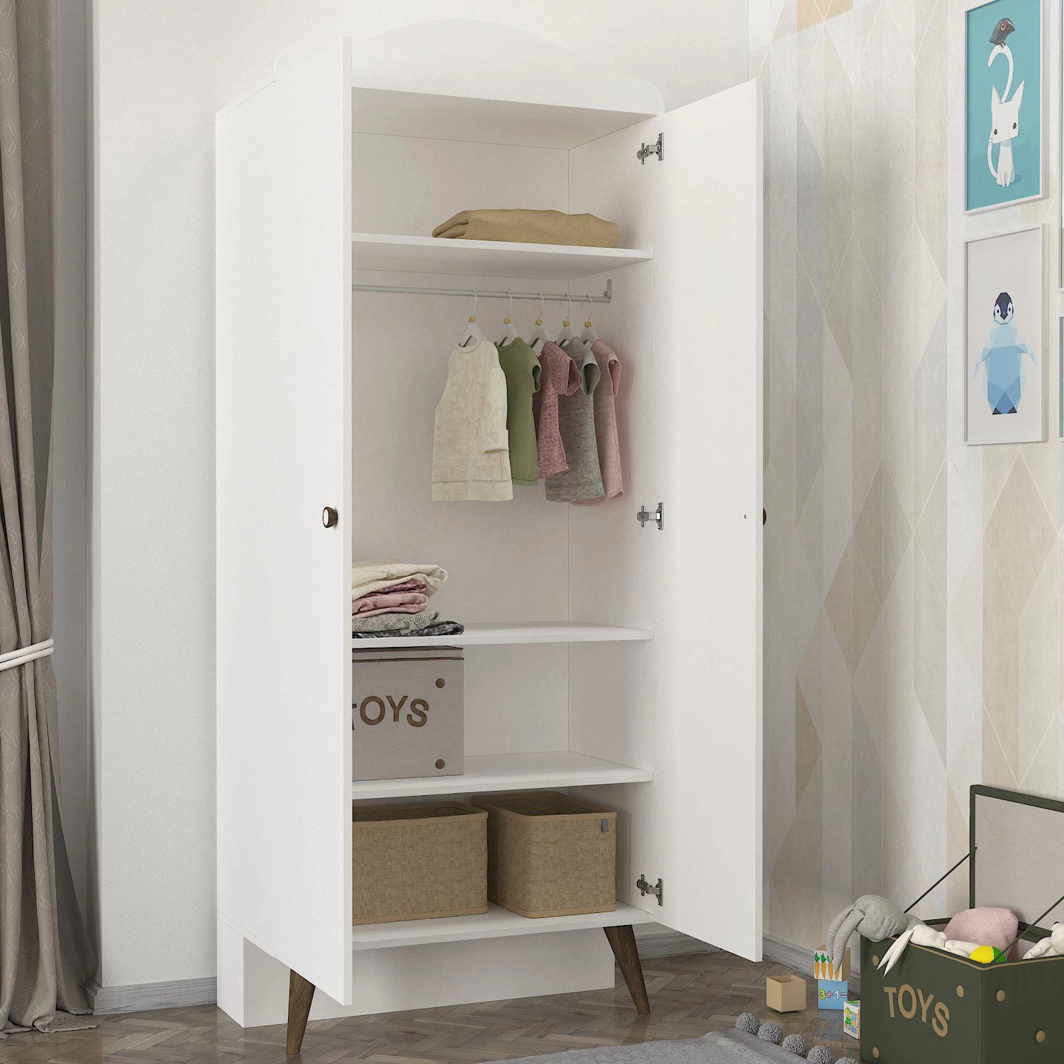 Tera Home 2-deurs Kledingkast | 100% Melamine Coating | 18mm | 90cm Breedte | Wit 8 Tera Home 2-deurs Kledingkast | 100% Melamine Coating | 18mm | 90cm Breedte | Wit - Afbeelding 6