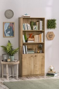 Boekenplank | 18mm Dik | 70cm B X 169cm H X 31cm D | Planken | Zacht Sluitend | Wandbevestigbaar | Kindveilig | Zelfmontage | Mokka