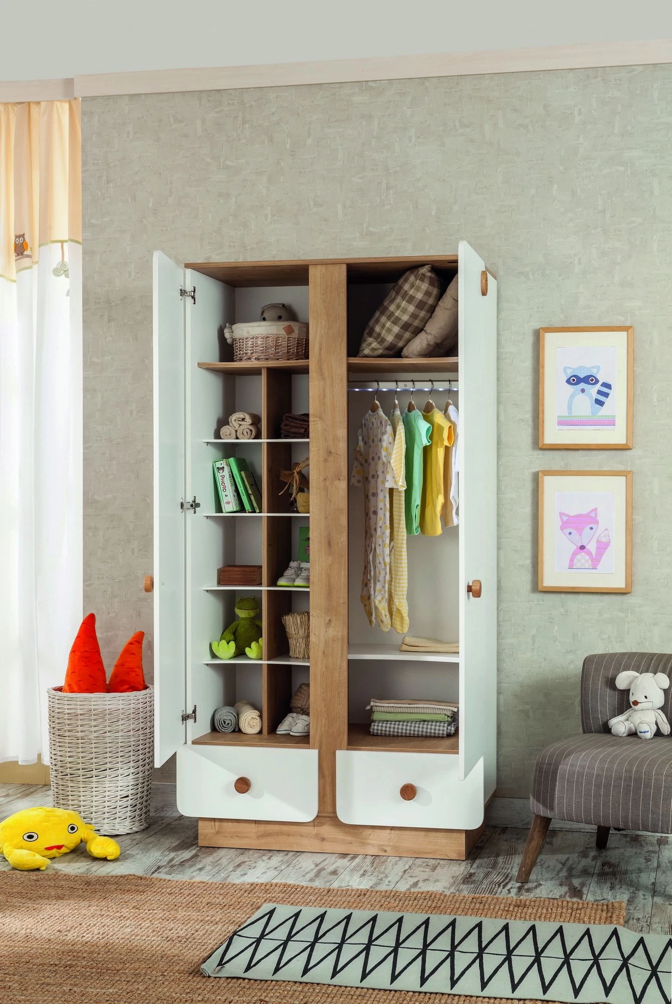 Kledingkast | Multicolor | 100% Melamine Gecoat | Zacht Sluitende Deuren | LED Hangrail 10 Kledingkast | Multicolor | 100% Melamine Gecoat | Zacht Sluitende Deuren | LED Hangrail - Afbeelding 8