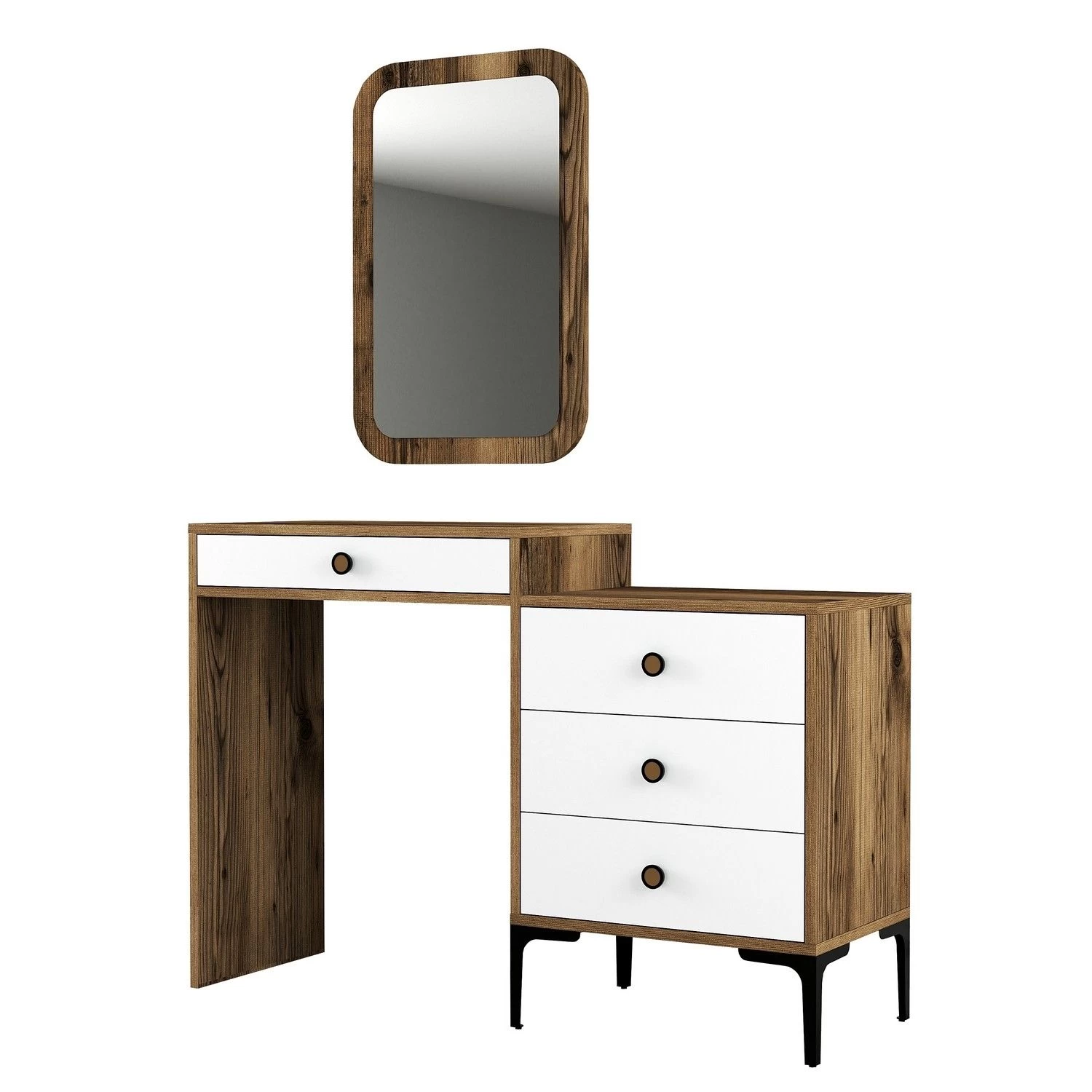 Woody Fashion Dresser | 100% Melaminegecoat Met Een Dikte Van 18 Mm | 40 X 124 X 84 Cm | Metalen Poten | Kleur: Walnootwit 6 Woody Fashion Dresser | 100% Melaminegecoat Met Een Dikte Van 18 Mm | 40 X 124 X 84 Cm | Metalen Poten | Kleur: Walnootwit - Afbeelding 4