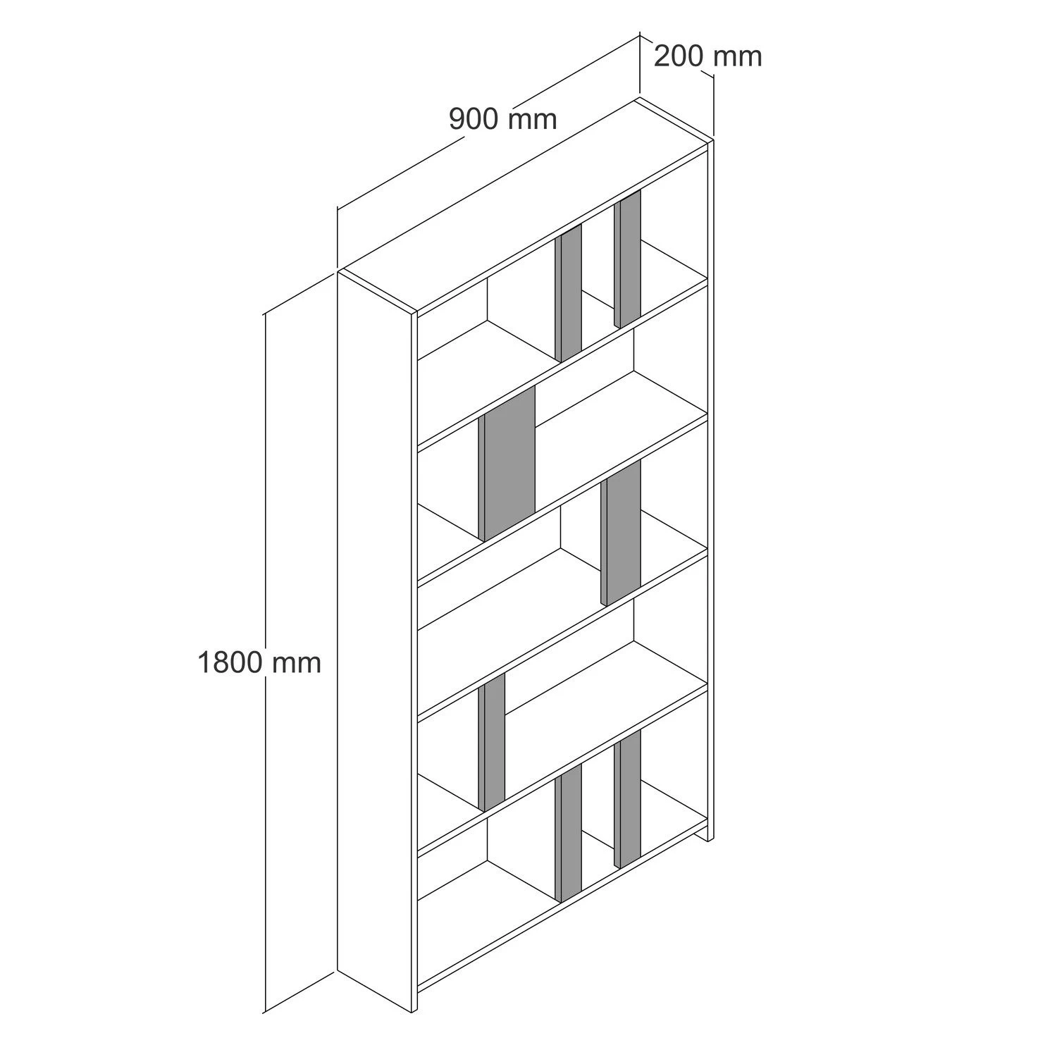 Boekenplank Woody | 100% Gemelamineerd | Walnut Anthracite-decor 4 Boekenplank Woody | 100% Gemelamineerd | Walnut Anthracite-decor - Afbeelding 2