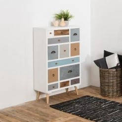 Commode Tiara 70cm, 13 Lades - Wit/multicolor