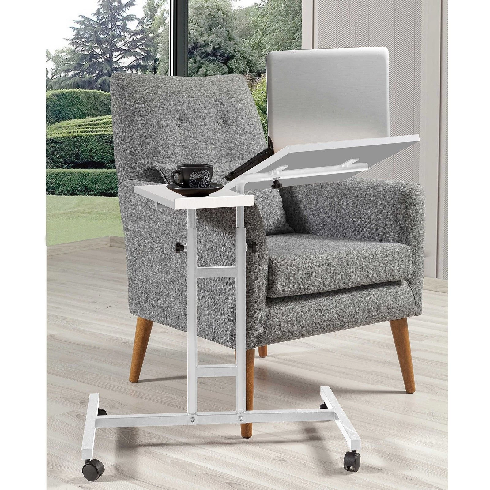 Laptoptafel Sapphire | 45,5 X 67 X 87 Cm | Metalen Frame | Kleur: Wit 4 Laptoptafel Sapphire | 45,5 X 67 X 87 Cm | Metalen Frame | Kleur: Wit - Afbeelding 2