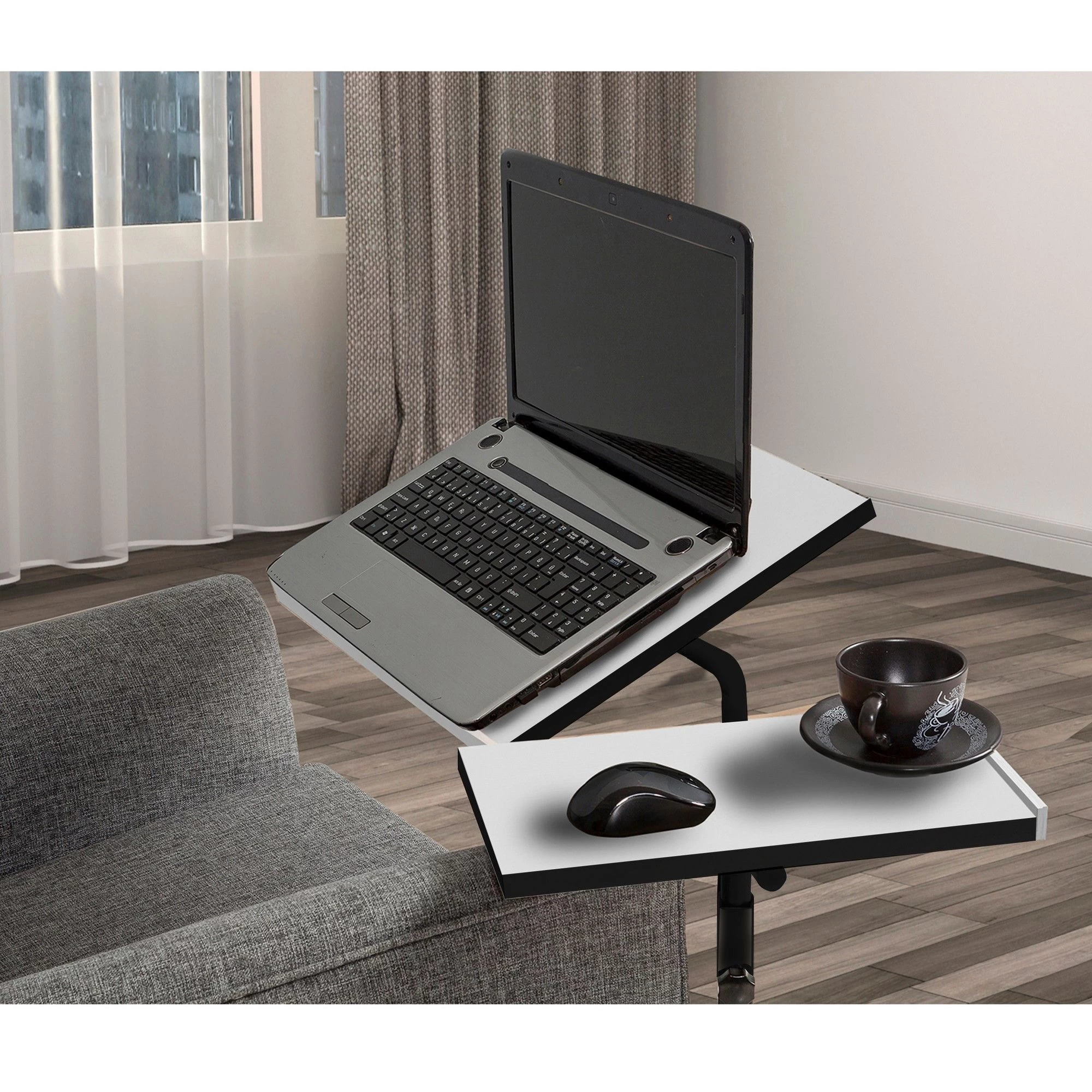 Laptoptafel Sapphire | 45,5 X 67 X 87 Cm | Metalen Frame | Kleur: Wit-Zwart 3 Laptoptafel Sapphire | 45,5 X 67 X 87 Cm | Metalen Frame | Kleur: Wit-Zwart