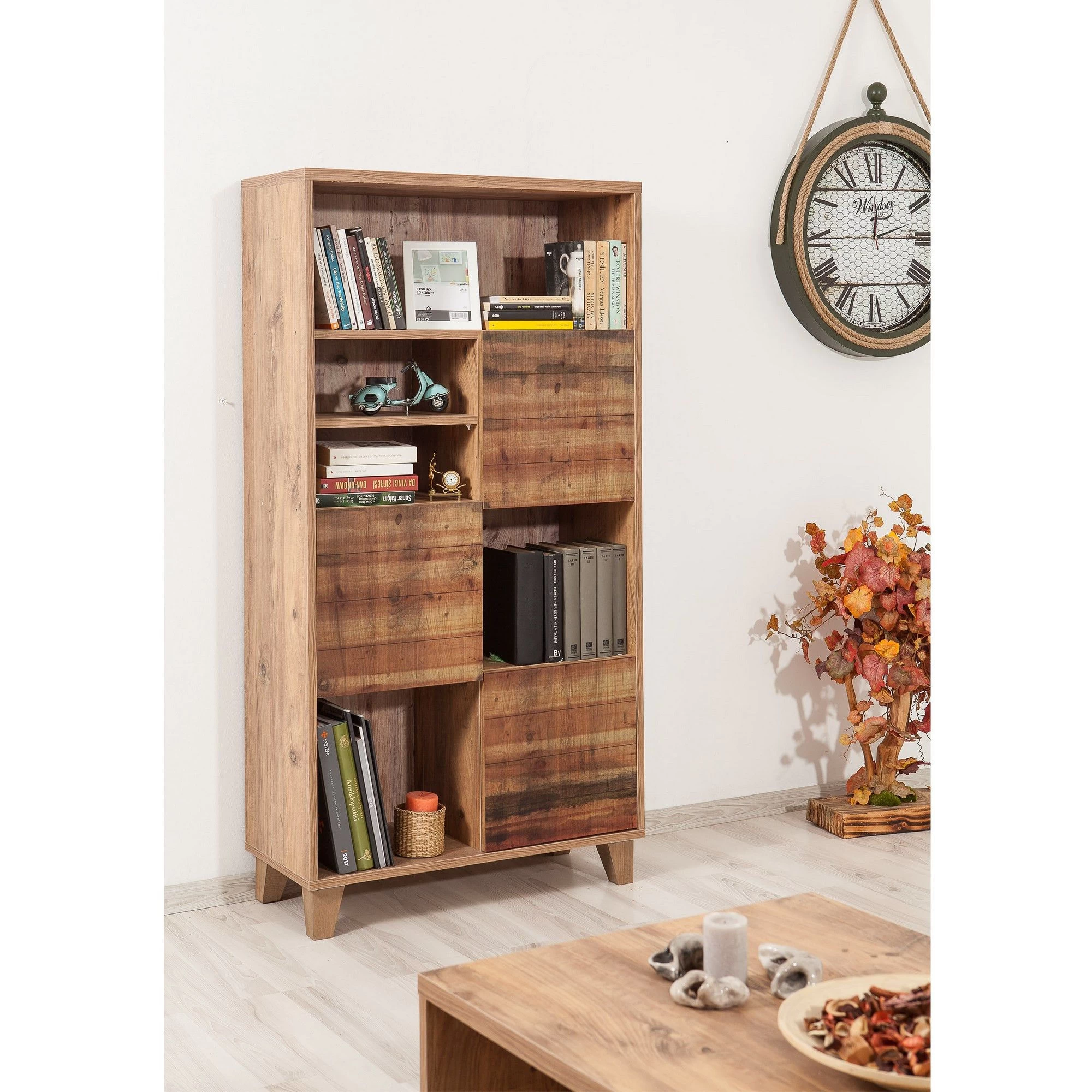 Boekenplank Sapphire | 100% Melamine | Houten Poten | 80x155x36 Cm 3 Boekenplank Sapphire | 100% Melamine | Houten Poten | 80x155x36 Cm