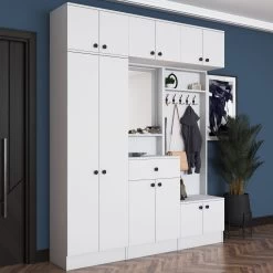 Halstandaard Locelso | 179 X 37 X 226 Cm | 100% Melaminegecoat Spaanplaat | Elegant Wit -Collectie Slaapkamermeubels 893RAN1722 2 97da