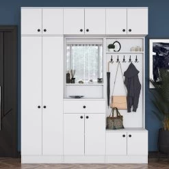 Halstandaard Locelso | 179 X 37 X 226 Cm | 100% Melaminegecoat Spaanplaat | Elegant Wit -Collectie Slaapkamermeubels 893RAN1722 3 3587