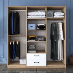 Locelso Walnoot Witte Kledingkast | 100% Gemelamineerd | 18mm Dikte 14 Locelso Walnoot Witte Kledingkast | 100% Gemelamineerd | 18mm Dikte -Collectie Slaapkamermeubels 893RAN4549 20 203 8e0e