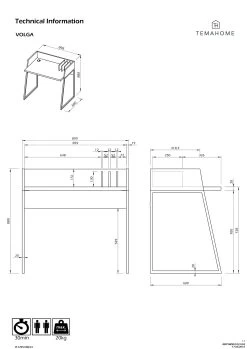 Bureau Volta 90cm - Zwart/beton -Collectie Slaapkamermeubels 9000.054075 Volga Pure Black Concrete 10 bc77
