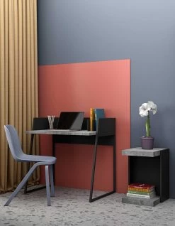 Bureau Volta 90cm - Zwart/beton -Collectie Slaapkamermeubels 9000.054075 Volga Pure Black Concrete 9 c30a