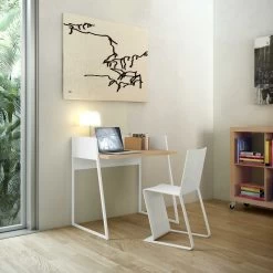 Bureau Volta 90cm - Wit/eik -Collectie Slaapkamermeubels 9003.052811 Volga Desk Pure White with Oak 11 630e