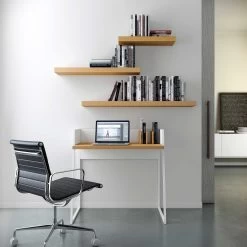 Bureau Volta 90cm - Wit/eik -Collectie Slaapkamermeubels 9003.052811 Volga Desk Pure White with Oak 12 a02b