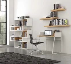 Bureau Volta 90cm - Wit/eik -Collectie Slaapkamermeubels 9003.052811 Volga Desk Pure White with Oak 13 8913