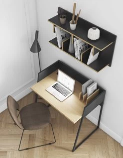 Bureau Volta 90cm - Zwart/eik -Collectie Slaapkamermeubels 9003.052965 Volga Pure Black Oak 10 7389