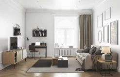 Bureau Volta 90cm - Zwart/eik -Collectie Slaapkamermeubels 9003.052965 Volga Pure Black Oak 11 6dfd