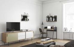 Bureau Volta 90cm - Zwart/eik -Collectie Slaapkamermeubels 9003.052965 Volga Pure Black Oak 12 f2f9