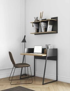 Bureau Volta 90cm - Zwart/eik -Collectie Slaapkamermeubels 9003.052965 Volga Pure Black Oak 9 2357