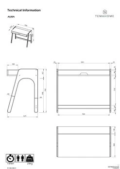 Bureau Aura 94cm - Zwart/eik -Collectie Slaapkamermeubels 9003.053252 Aura Desk Pure Black Oak 11 a37f