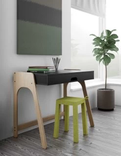 Bureau Aura 94cm - Zwart/eik -Collectie Slaapkamermeubels 9003.053252 Aura Desk Pure Black Oak 7 e7ed