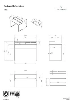 Bureau Rise 100cm - Eik/wit -Collectie Slaapkamermeubels 9003.053948 Rise Desk Light Oak Pure White 10 cddc