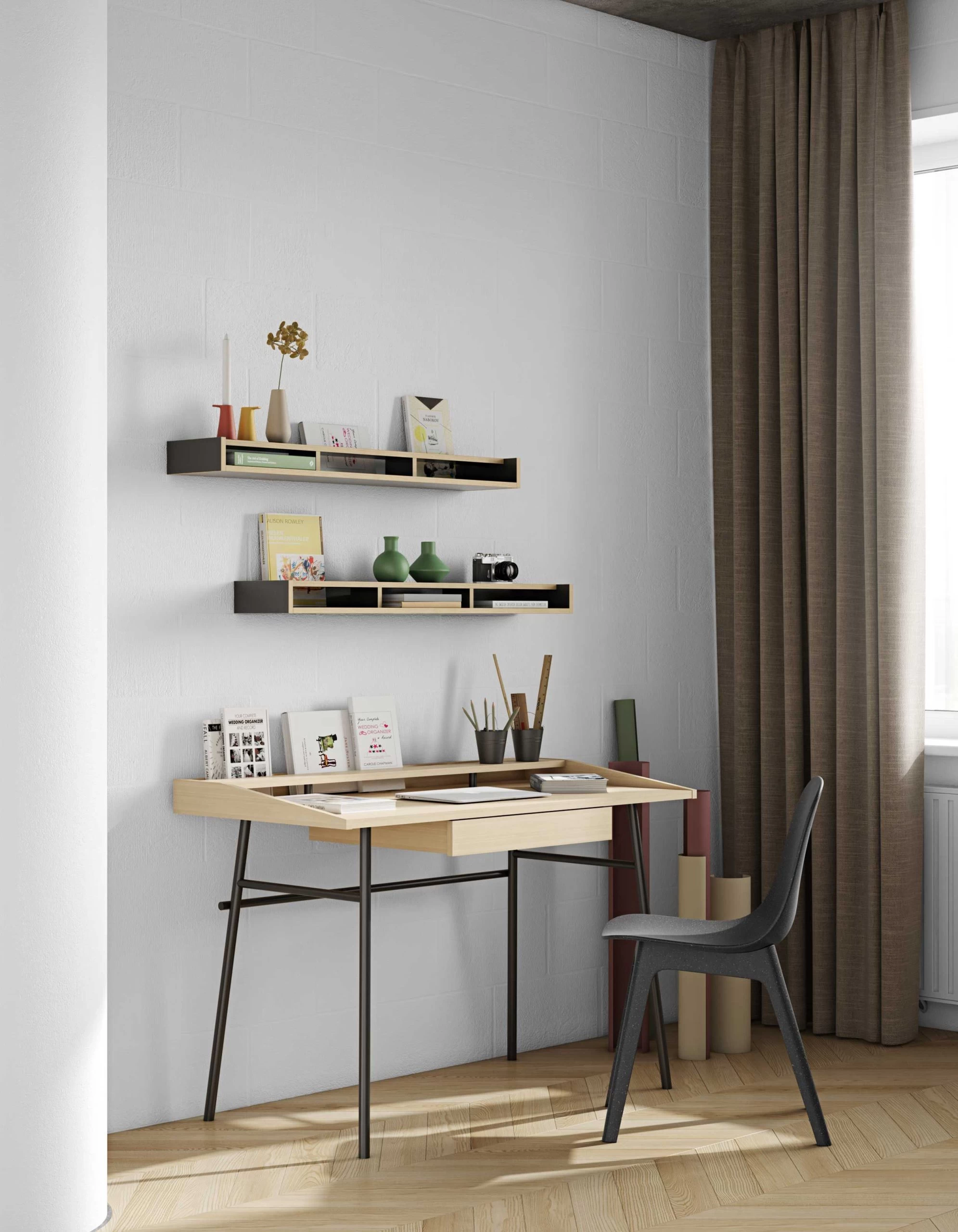 Bureau Ply 120cm Met Lade - Eik/zwart 3 Bureau Ply 120cm Met Lade - Eik/zwart