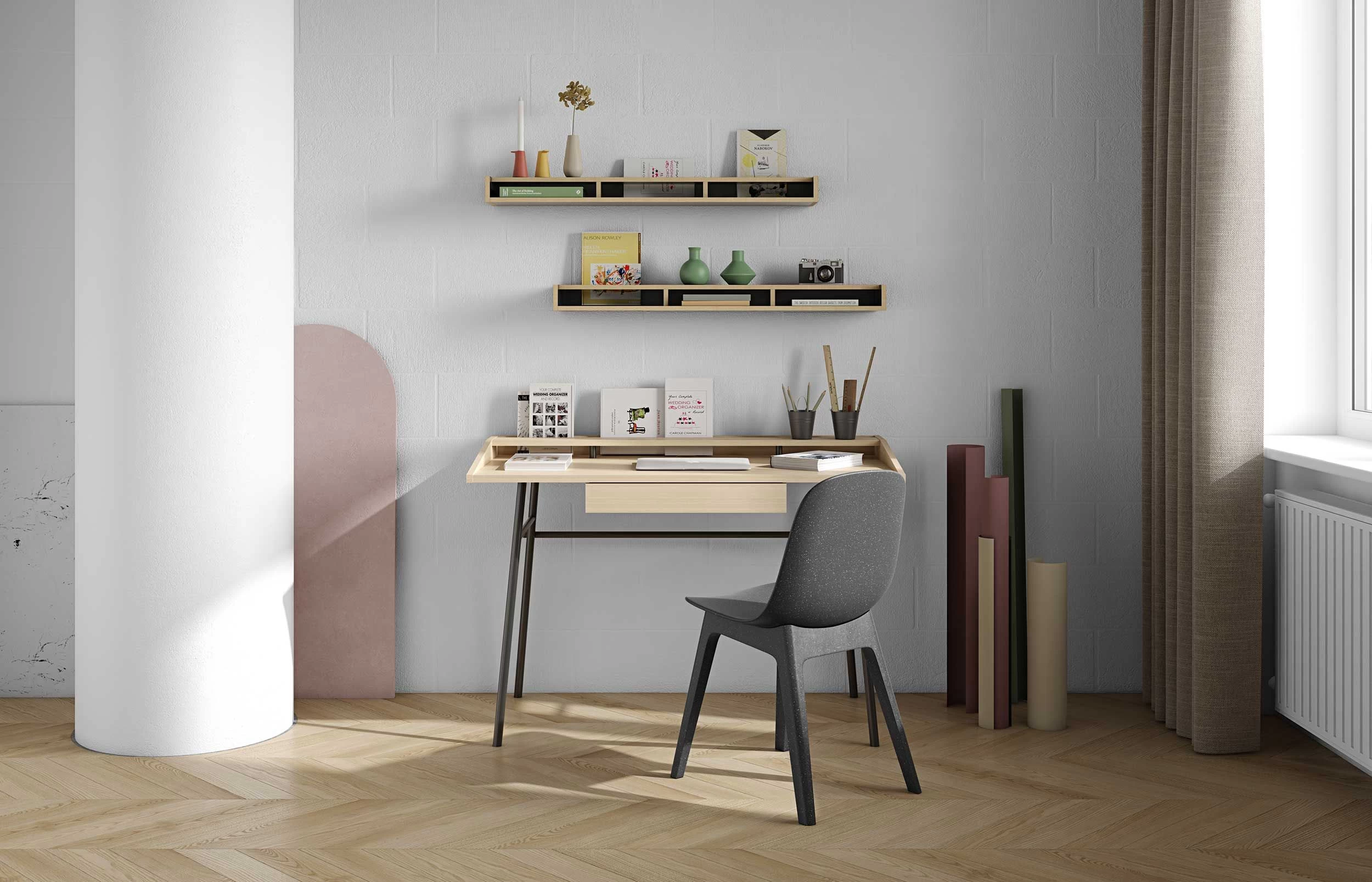 Bureau Ply 120cm Met Lade - Eik/zwart 16 Bureau Ply 120cm Met Lade - Eik/zwart - Afbeelding 14