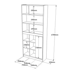 Boekenplank Yardley | 75,6 X 25 X 170 | Eiken-Zilver-design -Collectie Slaapkamermeubels 921YRD1140 20 207 ea9c