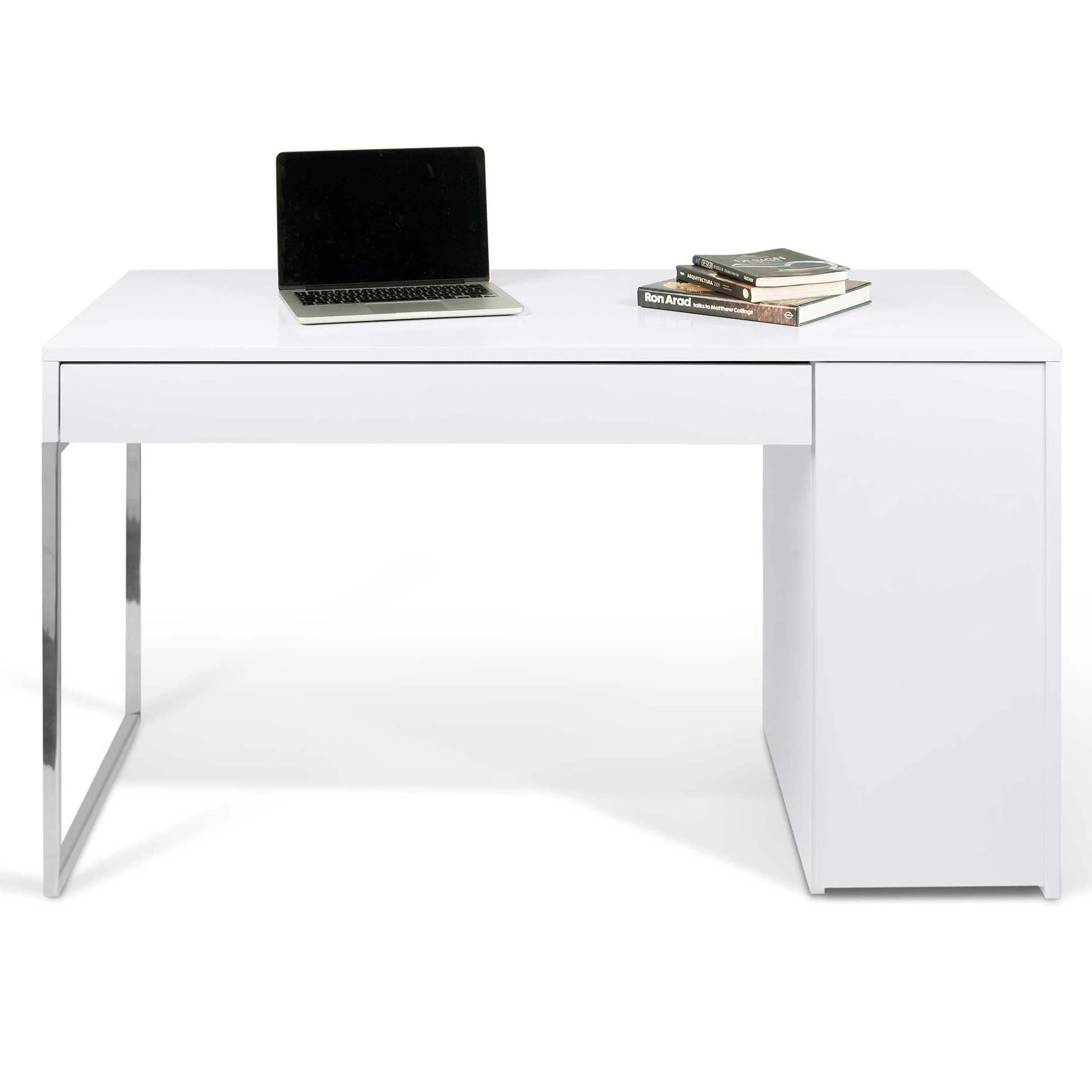 Bureau Prado 130cm - Wit/chroom 3 Bureau Prado 130cm - Wit/chroom