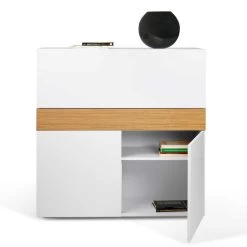 Bureau/opbergkast Fox 110cm - Wit/eik -Collectie Slaapkamermeubels 9500.052606 Focus Home Office Pure White Oak 3 e548