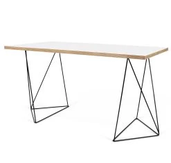 Bureau Flo - Wit/zwarte Pootjes 16 Bureau Flo - Wit/zwarte Pootjes -Collectie Slaapkamermeubels 9500.053214 Flow 140 Pure White Plywood Black Steel 5 d045