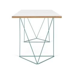 Bureau Flo - Wit/groene Pootjes -Collectie Slaapkamermeubels 9500.053238 Flow 140 Pure White Plywood Green Steel 7 63f2