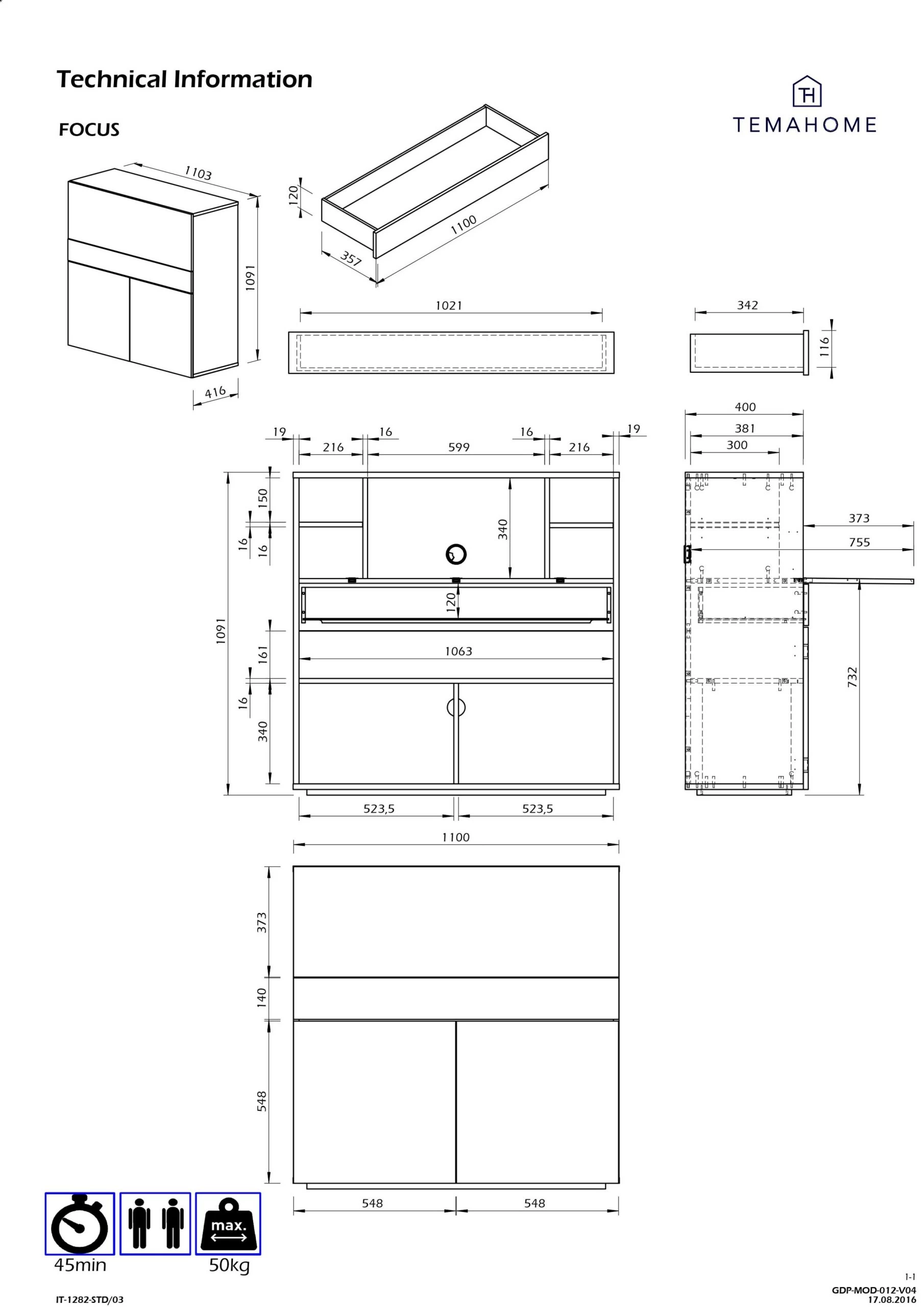 Bureau/opbergkast Fox 110cm - Wit 5 Bureau/opbergkast Fox 110cm - Wit - Afbeelding 3