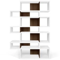 Boekenkast Lisbon | 155 X 34 X 220 Cm | White Walnut -Collectie Slaapkamermeubels 9500.314971 London 003 Pure White and Walnut 1 da24